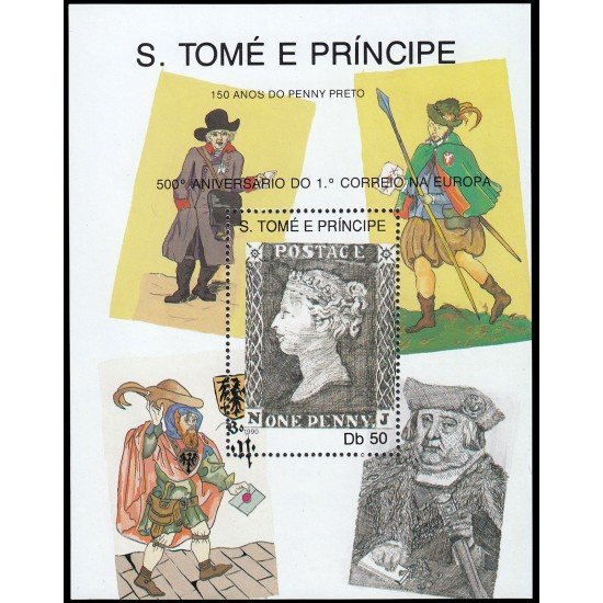 Santo Tomás y Príncipe HB 82 1990 150 aniv. del primer sello posatal Penny black MNH Santo Tomás y Príncipe HB 82 1990 150 aniv. del primer sello posatal Penny black MNH