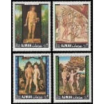 Ajman Aéreo 33 (4 valores) 1968 Pintura Adan y Eva MNH