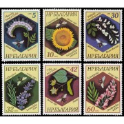 Bulgaria Bulgary 3103/08 1987 Abejas y flores MNH