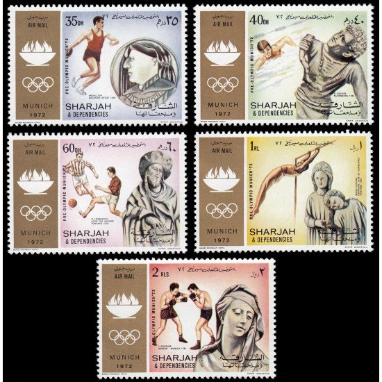 Sharjah Aéreo 94 (5 valores) 1971 Juegos olímpicos de Mubich 1972 MNH