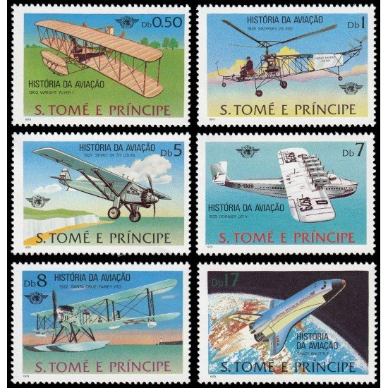 Santo Tomás y Príncipe 572/77 1980 Historia de la aviación MNH Santo Tomás y Príncipe 572/77 1980 Historia de la aviación MNH