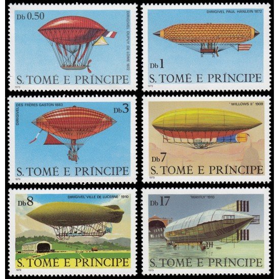 Santo Tomé y Príncipe 578/83 1980 Historia de los dirigibles MNH Santo Tomé y Príncipe 578/83 1980 Historia de los dirigibles MNH