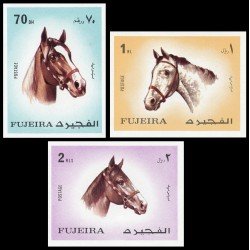 Fujeira 137 (3 valores) 1972 Cabezas de caballo MNH Fujeira 137 (3 valores) 1972 Cabezas de caballo MNH