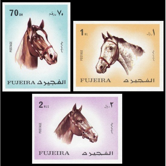 Fujeira 137 (3 valores) 1972 Cabezas de caballo MNH Fujeira 137 (3 valores) 1972 Cabezas de caballo MNH