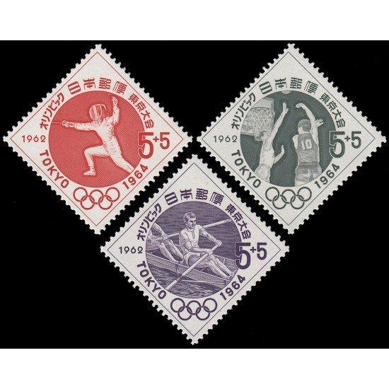 Japón Japan 723/25 1962 Preludio de los juegos olímpicos de Tokio 64 (III) MNH Japón Japan 723/25 1962 Preludio de los juegos olímpicos de Tokio 64 (III) MNH