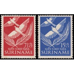 Surinam Suriname 309/10 1955 10º aniv. de la liberación de los Países Bajos MNH Surinam Suriname 309/10 1955 10º aniv. de la liberación de los Países Bajos MNH