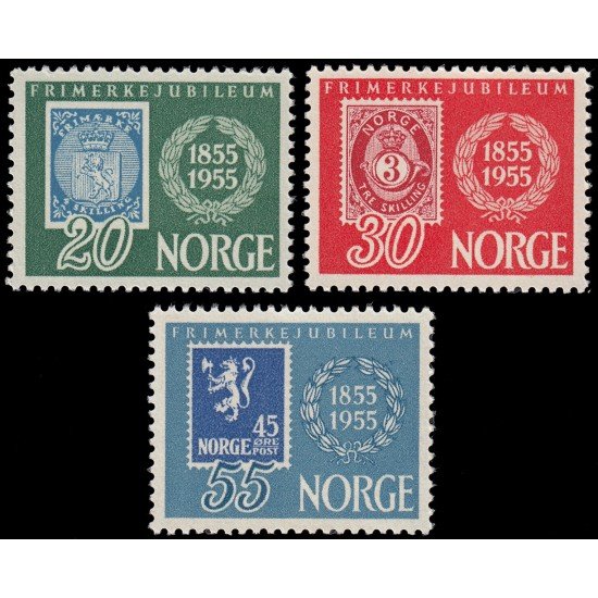 Noruega 355/57 1955 Centenario del sello MNH Noruega 355/57 1955 Centenario del sello MNH