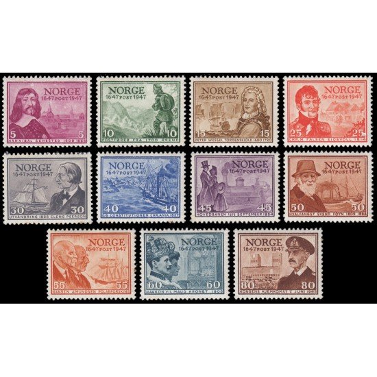 Noruega 293/03 1947 Tricentenario del establecimiento del Correo en Noruega MNH