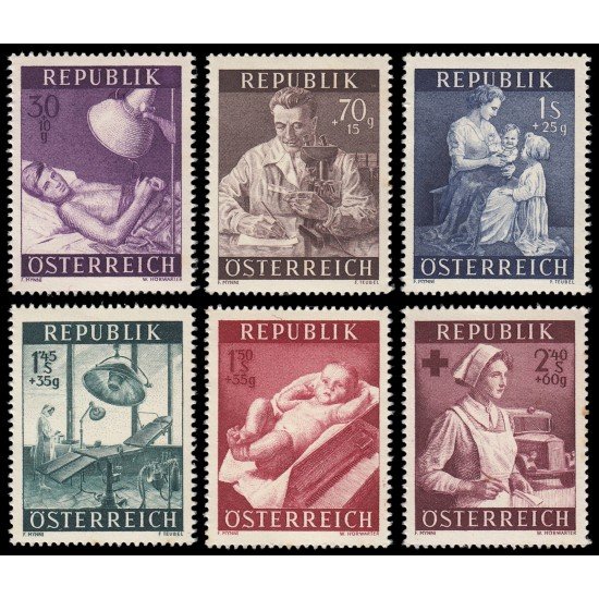 Österreich Austria 832/37 1954 En beneficio de las instituciones de Sanidad pública MNH Österreich Austria 832/37 1954 En beneficio de las instituciones de Sanidad pública MNH