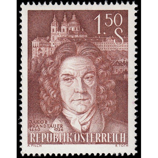 Österreich Austria 920 1960 Tricentenario del nacimiento de Jakob Prandtauer MNH Österreich Austria 920 1960 Tricentenario del nacimiento de Jakob Prandtauer MNH