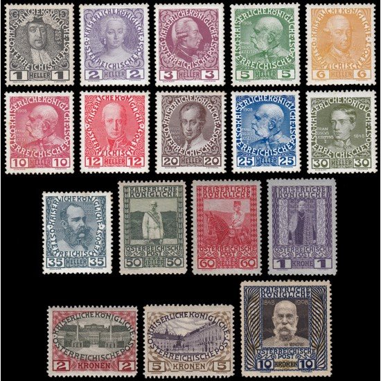 Österreich Austria 101/17 1908-13 60 aniv. del reinado de Francisco José I MH Österreich Austria 101/17 1908-13 60 aniv. del reinado de Francisco José I MH
