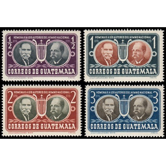 Guatemala 362/65 1953 Homenaje a los autores del Himno Nacional MNH Guatemala 362/65 1953 Homenaje a los autores del Himno Nacional MNH