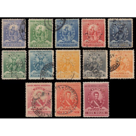 Perú 106/18 1896-99 Serie corriente Usados Perú 106/18 1896-99 Serie corriente Usados