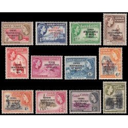 Ghana 1/9 1957-58 Sellos de Costa de Oro con sobrecarga Independencia MH Ghana 1/9 1957-58 Sellos de Costa de Oro con sobrecarga Independencia MH