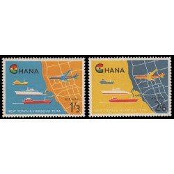 Ghana Aéreo 7/8 1962 Nueva ciudad y puerto de Tema en Acra MNH Ghana Aéreo 7/8 1962 Nueva ciudad y puerto de Tema en Acra MNH
