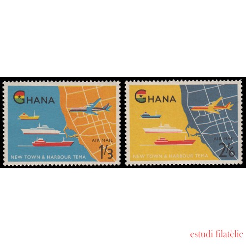 Ghana Aéreo 7/8 1962 Nueva ciudad y puerto de Tema en Acra MNH