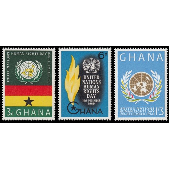 Ghana 82/84 1960 Día de los derechos humanos MNH Ghana 82/84 1960 Día de los derechos humanos MNH