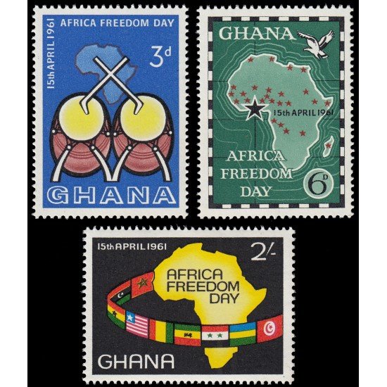 Ghana 85/87 1961 Día de la Libertad en África MNH Ghana 85/87 1961 Día de la Libertad en África MNH