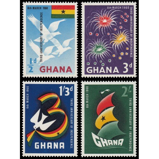 Ghana 64/67 1960 3 aniv. de la Independencia MNH Ghana 64/67 1960 3 aniv. de la Independencia MNH