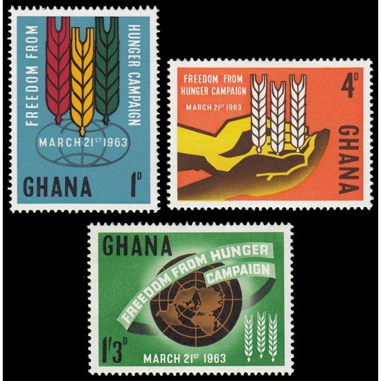 Ghana 124/26 1963 Campaña mundial contra el hambre MNH Ghana 124/26 1963 Campaña mundial contra el hambre MNH