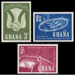 Ghana 90/92 1961 Conferencia de estados no alineados en Belgrado MNH Ghana 90/92 1961 Conferencia de estados no alineados en Belgrado MNH