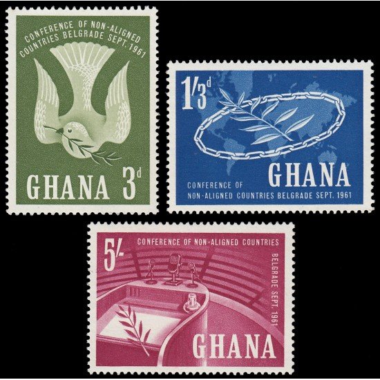 Ghana 90/92 1961 Conferencia de estados no alineados en Belgrado MNH Ghana 90/92 1961 Conferencia de estados no alineados en Belgrado MNH