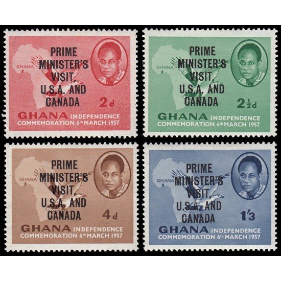 Ghana 25/28 1959 Visita del presidente a los Estados Unidos de Canadá MNH Ghana 25/28 1959 Visita del presidente a los Estados Unidos de Canadá MNH