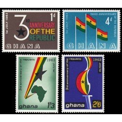 Ghana 135/38 1963 3 aniv. de la República MNH Ghana 135/38 1963 3 aniv. de la República MNH