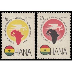 Ghana Aéreo 9/10 1962 Aniversario de la conferencia de Casablanca MNH Ghana Aéreo 9/10 1962 Aniversario de la conferencia de Casablanca MNH