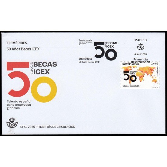 España Spain 5822 2025 Efemérides 50 años becas ICEX SPD Sobre Primer Día España Spain 5822 2025 Efemérides 50 años becas ICEX SPD Sobre Primer Día