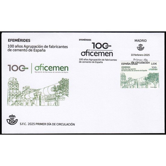 España Spain 5807 2025 Efemérides 100 años Oficemen SPD Sobre Primer Día España Spain 5807 2025 Efemérides 100 años Oficemen SPD Sobre Primer Día