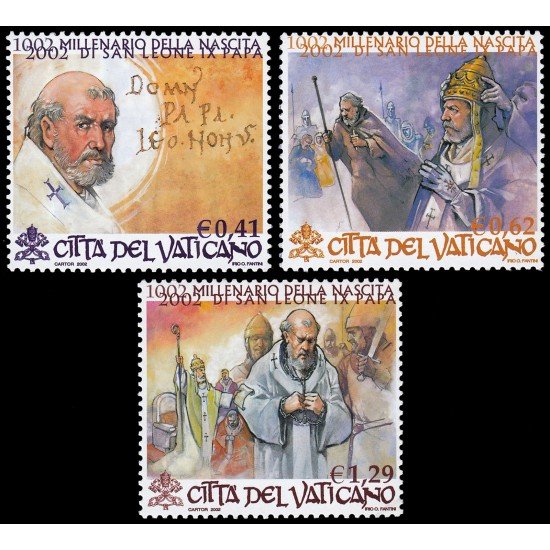 Vaticano 1276/78 2002 Milenario del nacimiento de St. León IX Papa MNH Vaticano 1276/78 2002 Milenario del nacimiento de St. León IX Papa MNH