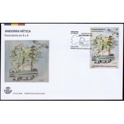 Andorra Española 574 2025 Andorra mítica Excursiones en 4 x 4 SPD Sobre Primer Día Andorra Española 574 2025 Andorra mítica Excursiones en 4 x 4 SPD Sobre Primer Día