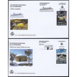 España Spain 5840/41 2025 Patrimonio inmaterial de la humanidad Vidrio soplado y Piedra en seco SPD Sobre Primer Día España Spain 5840/41 2025 Patrimonio inmaterial de la humanidad Vidrio soplado y Piedra en seco SPD Sobre Primer Día