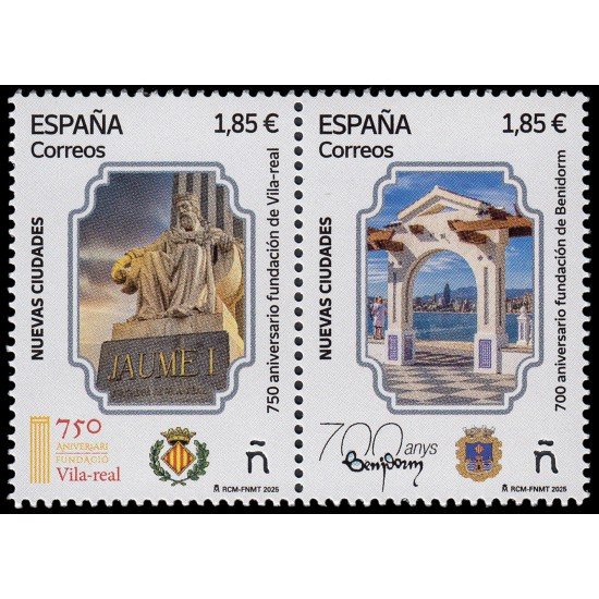 España Spain 5825/26 2025 Nuevas ciudades 750 años fundación de Vila-real y 700 años fundación de Benidorm MNH España Spain 5825/26 2025 Nuevas ciudades 750 años fundación de Vila-real y 700 años fundación de Benidorm MNH