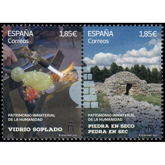 España Spain 5840/41 2025 Patrimonio inmaterial de la humanidad Vidrio soplado y Piedra en seco MNH España Spain 5840/41 2025 Patrimonio inmaterial de la humanidad Vidrio soplado y Piedra en seco MNH