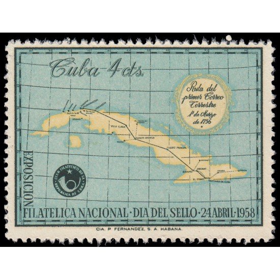 Cuba 478 1958 Exposición Filatélica Nacional Día del sello MNH Cuba 478 1958 Exposición Filatélica Nacional Día del sello MNH