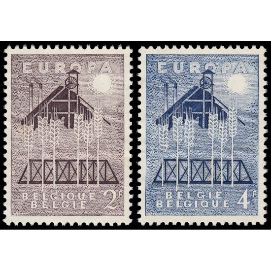 Bélgica 1025/26 1957 Europa Sin goma Bélgica 1025/26 1957 Europa Sin goma