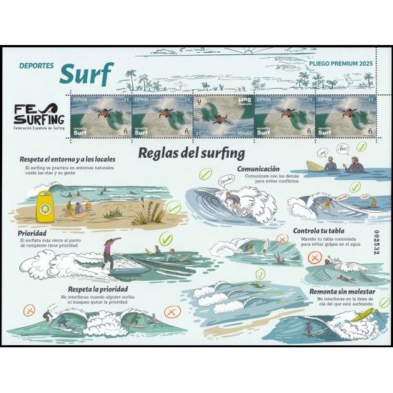 España Pliego Premium 173 2025 Deportes Surf MNH España Pliego Premium 173 2025 Deportes Surf MNH