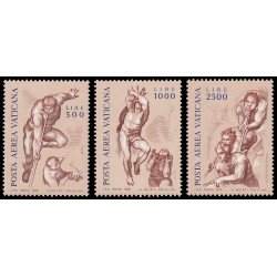 REL/S Vaticano Aéreo 60/62 1976 Serie Fresco de Miguel Angel MNH REL/S Vaticano Aéreo 60/62 1976 Serie Fresco de Miguel Angel MNH
