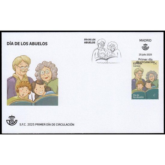 España Spain 5853 2025 Día de los abuelos SPD Sobre Primer Día España Spain 5853 2025 Día de los abuelos SPD Sobre Primer Día