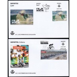 España Spain 5854/55 2025 Deportes Surf Ciclismo La Vuelta SPD Sobre Primer Día España Spain 5854/55 2025 Deportes Surf Ciclismo La Vuelta SPD Sobre Primer Día