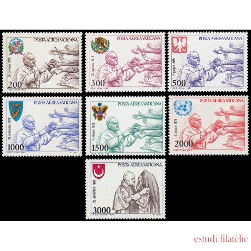REL/S Vaticano Aéreo 66/72 1980  Serie Viajes de S S Juan Pablo II MNH