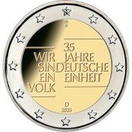 Alemania 2025 2 € euros conmemorativos Unidad Alemana ( 5 cecas )