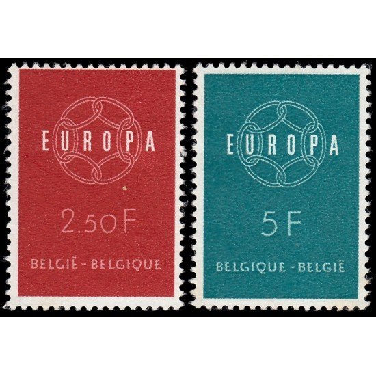 Bélgica 1111/12 1959 Europa Sin goma Bélgica 1111/12 1959 Europa Sin goma