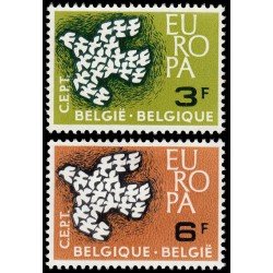 Bélgica 1193/94 1961 Europa Sin goma y MH Bélgica 1193/94 1961 Europa Sin goma y MH