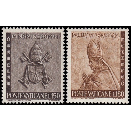 Vaticano Express 17/18 1966 Escudo papal Pablo VI MNH Vaticano Express 17/18 1966 Escudo papal Pablo VI MNH
