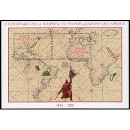 Vaticano HB 13 1992 5 Centenario del descubrimiento de América Colón MNH