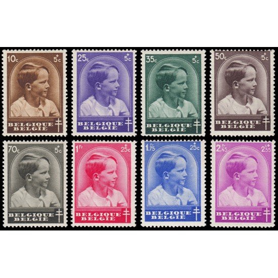 TEN/S Bélgica 438/45 1936 Obras antituberculosis Efigie del príncipe Balduino MNH