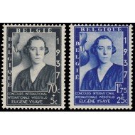 Bélgica 456/57 1937 Concurso inter. de música Eugène Ysaye Reina Elisabeth MH